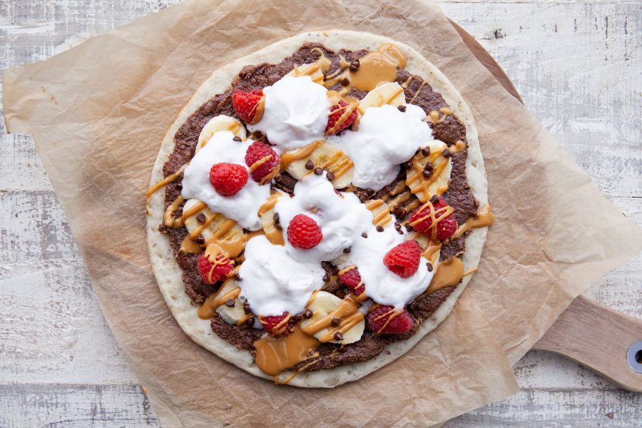 Dessert Pizza with Chocolate Sunflower Butter Spread | Gluten-free, Vegan, Nut-free and Allergy-friendly