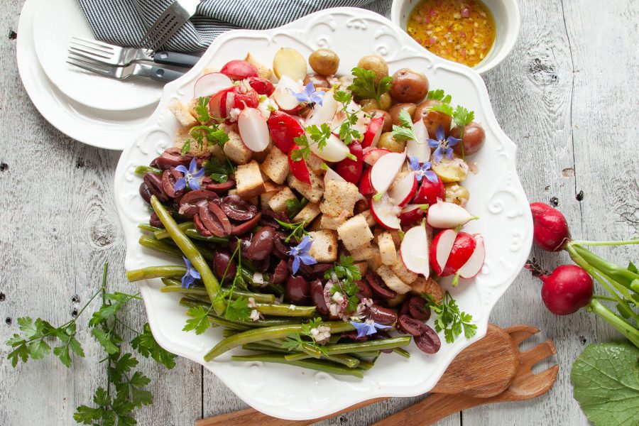 Healthy Easy Gluten-Free Dinner Idea: Vegan Nicoise Salad with Gluten-free Croutons